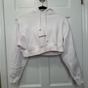 Talentless Cropped Hoodie White Drawstring Logo Streetwear Sweatshirt Size XS
